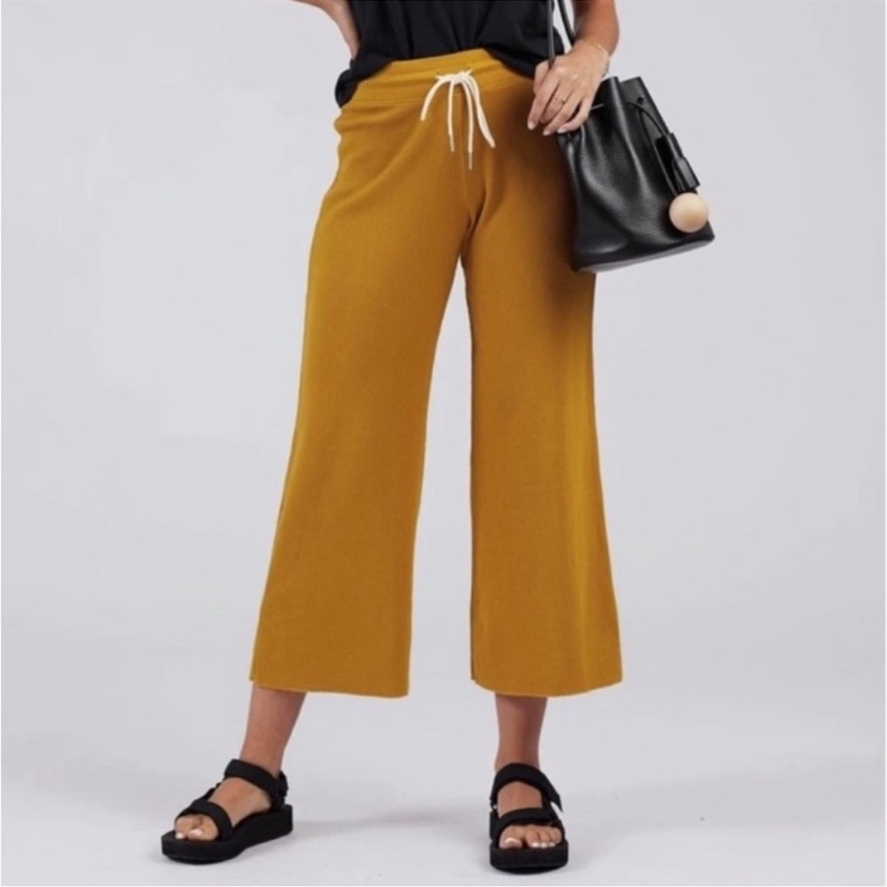 MATE the Label Mustard Wide-Leg Cropped Drawstring Pants